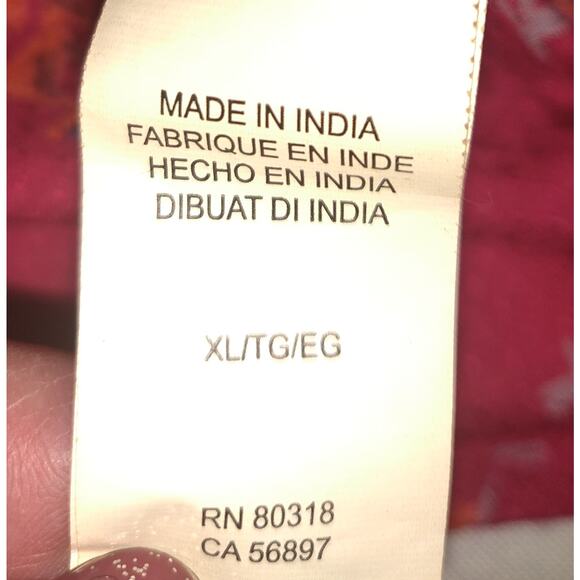 Vintage Lucky Brand Top Womens XL BOHO Peasant Burgundy Red Y2K Bohemian Floral - Picture 9 of 16